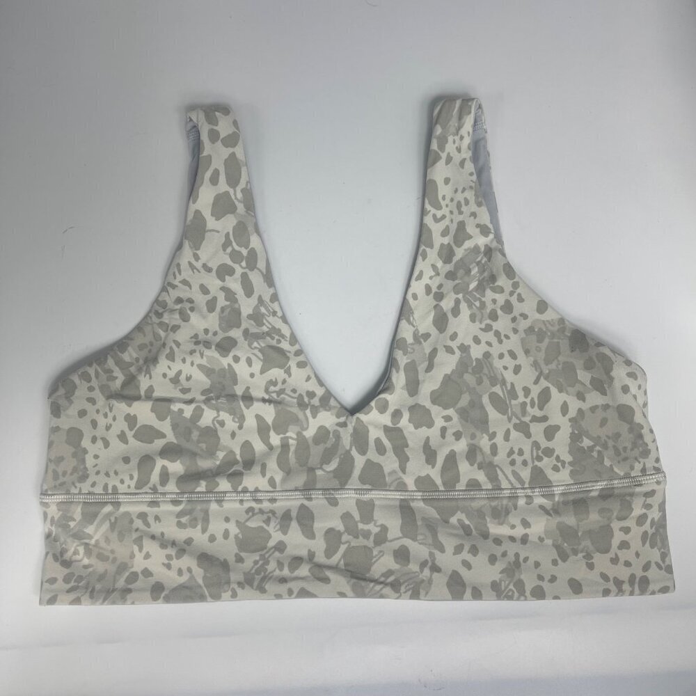 Lululemon Align V-Neck Bra Light Support A/B Cup Size 12 Cheetah Camo Antique Wh - Picture 3 of 10